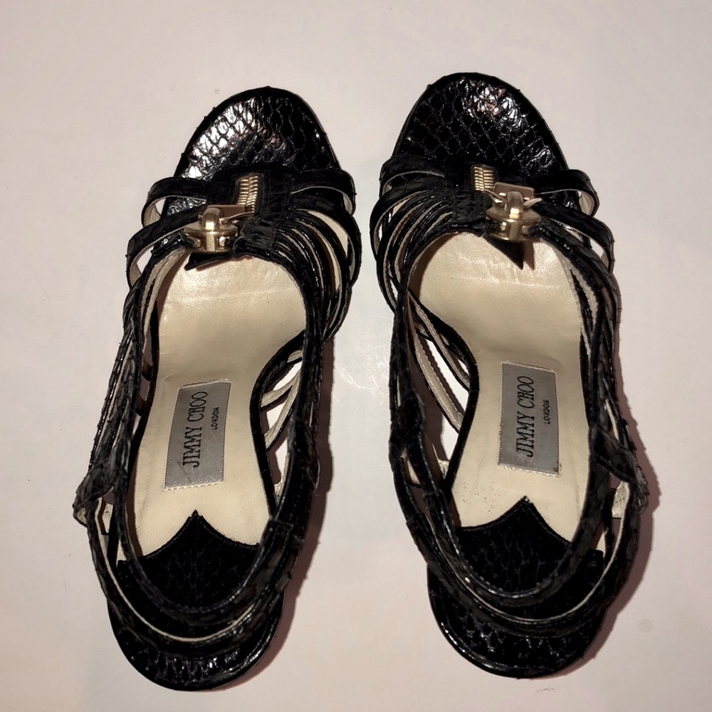 Jimmy Choo Glenys Snakeskin Caged Sandals - Picture 13 of 15